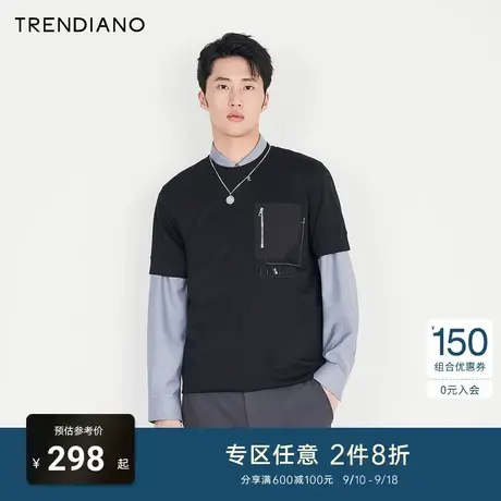 TRENDIANO官方潮牌男装秋季新款宽松圆领短袖T恤商品大图