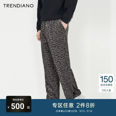 TRENDIANO官方男装冬季新款印花灯芯绒休闲长裤商品大图