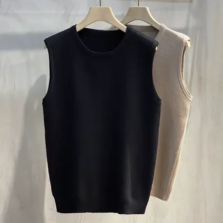 2023年秋冬新男士背心毛衣马甲加绒保暖圆领针织衫韩版无袖坎肩春商品大图