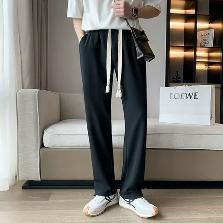 男裤子高街潮ins春季百搭帅气运动裤纯色春秋直筒休闲长裤卫裤商品大图