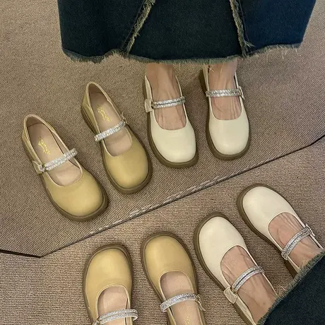 新中式鞋子配裙子夏季凉鞋女玛丽珍女鞋小皮鞋女法式浅口平底单鞋商品大图