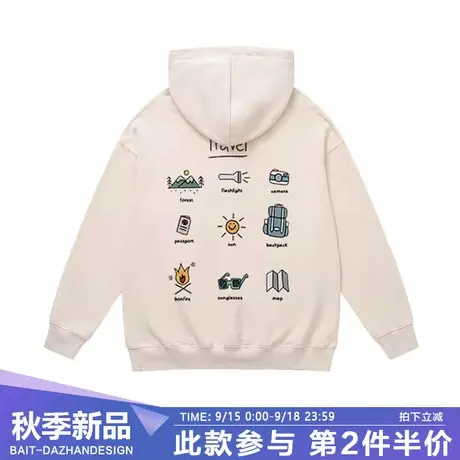 2023新款情侣户外露营重磅卫衣男秋冬款连帽质感潮牌休闲百搭外套商品大图