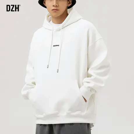 男士白色卫衣男美式春秋连帽上衣休闲外套男装衣服2024新款情侣装商品大图
