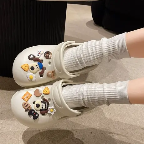 EVA洞洞鞋夏季情侣可爱卡通DIY创意时尚居家室内包头凉拖鞋沙滩鞋图片