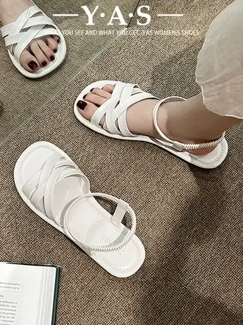 凉鞋夏季女款平底森系沙滩罗马鞋2024年新款软底法式配裙子女鞋子图片