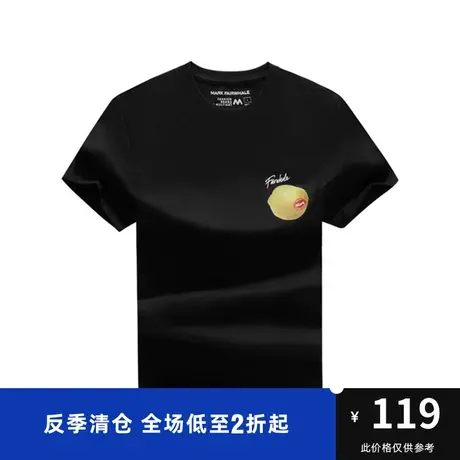 趣味柠檬字母印花夏季休闲时尚潮流青春罗纹领口男生短袖T恤商品大图
