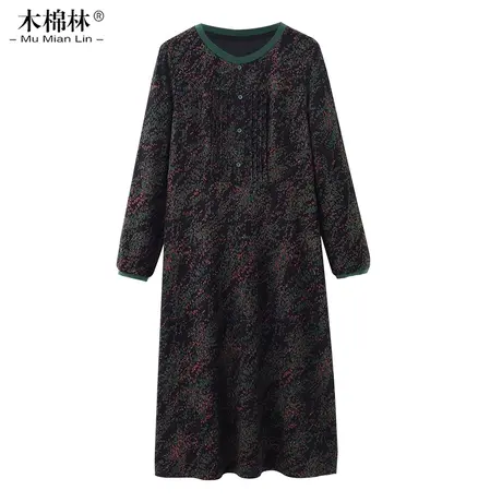 木棉林别致小众花色减龄连衣裙2023秋季新款胖妹妹mm气质显瘦时尚商品大图