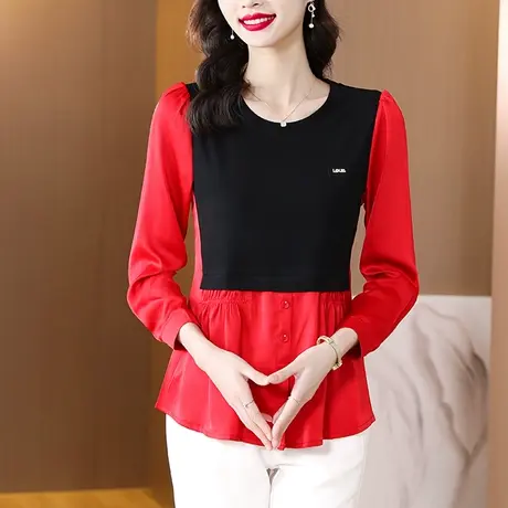 长袖t恤女2023新款春秋款独特别致小上衣打底衫内搭减龄漂亮洋气商品大图