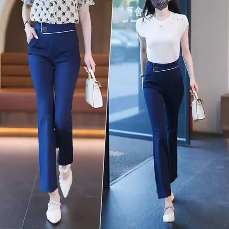 气质显瘦微喇裤子2023新款梨形身材女裤高级感喇叭裤时尚休闲裤子图片