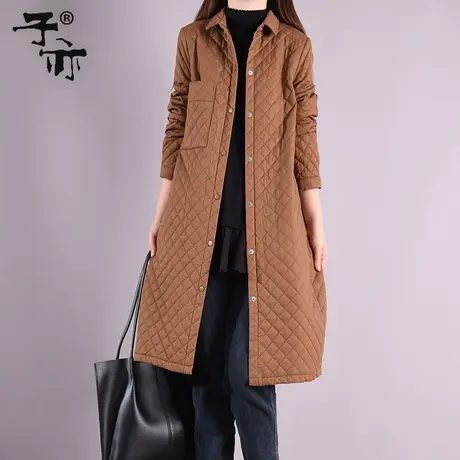 子亦冬季新款夹棉加厚衬衫单排扣妈妈装衬衫棉衣棉服商品大图