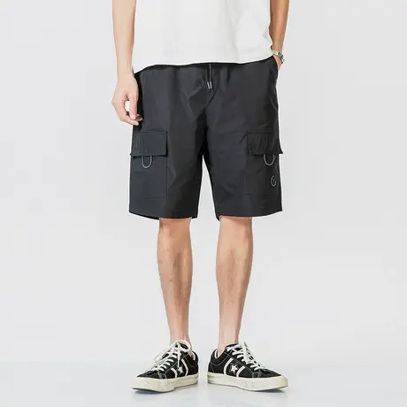 工装休闲短裤男士潮流宽松潮牌男士基础黑色5五分裤ins韩版裤子潮图片