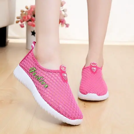 雅森夏季新款女鞋透气网鞋时尚平底学生韩版潮单鞋网面运动休闲鞋商品大图