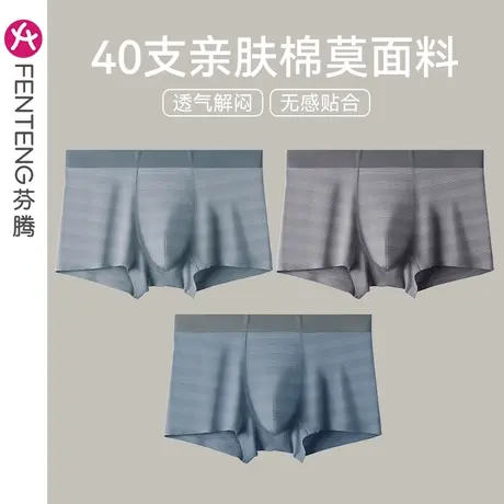 芬腾内裤莫代尔男士抗菌内裆四角裤棉质透气舒适潮流平角裤短裤头图片