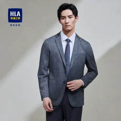 HLA/海澜之家舒适弹力休闲西服24春夏新修身平驳领商务格子外套男图片