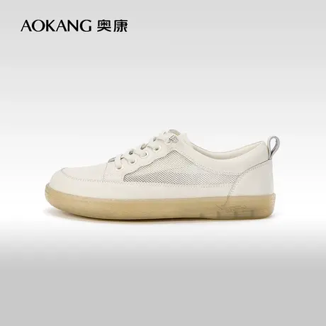 奥康女鞋 秋季气质优雅舒适透气网面小白鞋时尚青年通勤休闲鞋商品大图