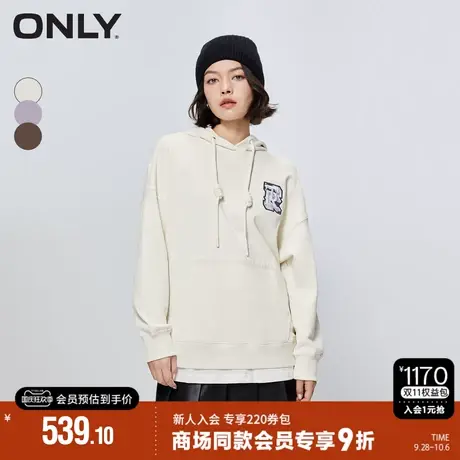 ONLY2023秋季新款时尚休闲风字母宽松连帽抽绳卫衣女|12339S026商品大图