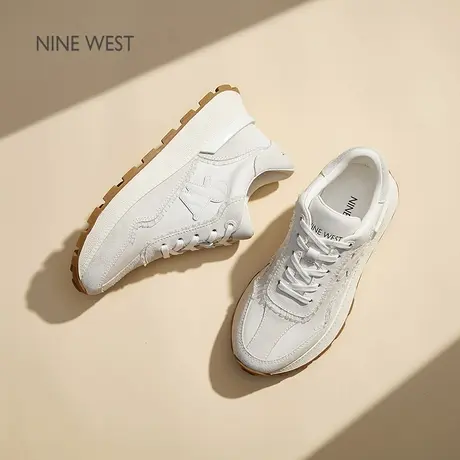 Nine West/玖熙女鞋阿甘鞋2025夏季新款增高德训鞋松糕厚底小白鞋商品大图