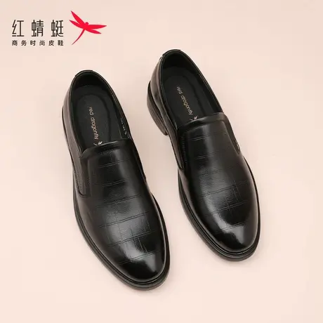 红蜻蜓男鞋春季2025新款男士休闲一脚蹬皮鞋男款商务正装真皮结婚商品大图
