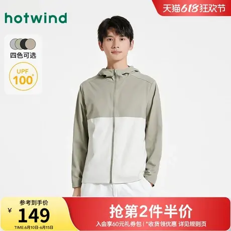 热风男士黑色防晒服2025年夏季新款舒适防晒服亲肤连帽户外防晒衣商品大图