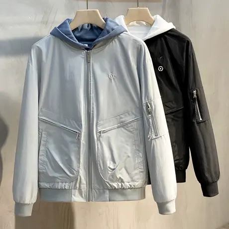 2023新款男士夹克飞行员黑色外套休闲工装棒球服春秋季上衣图片