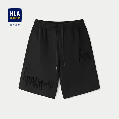 HLA/海澜之家抽绳系带休闲中裤24春夏新中腰直筒字母印花短裤子男商品大图