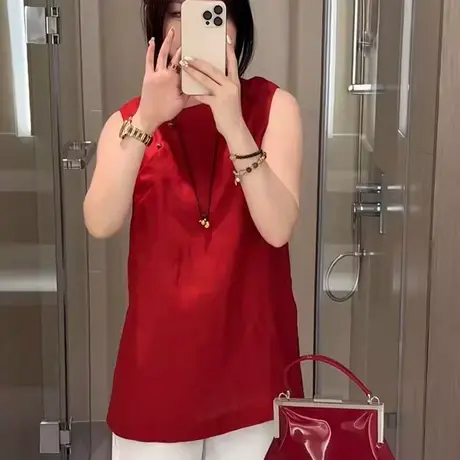 新中式国风旗袍盘扣无袖衬衫马甲女2025夏季新款休闲显瘦背心上衣图片