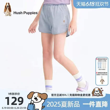 暇步士童装女童牛仔裤2025夏季新款大童休闲三分裤中大童宽松短裤商品大图