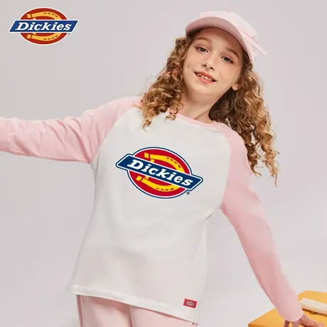 Dickies童装女童t恤长袖纯棉儿童秋季美式时尚衣服女孩撞色上衣A商品大图