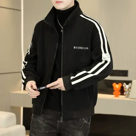 羊羔毛外套男士冬季2023新款颗粒绒衣服冬装潮牌男装加厚休闲夹克商品大图