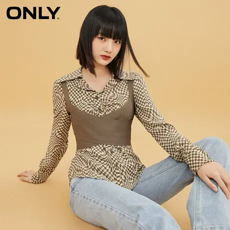[ONLY奥莱]夏季复古百搭显瘦两件套长袖设计感衬衫商品大图