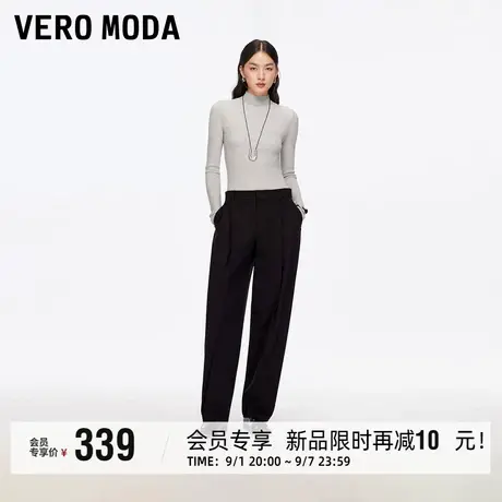 Vero Moda休闲裤女2025秋冬新款纯色立体捏褶萝卜裤简约时尚百搭商品大图