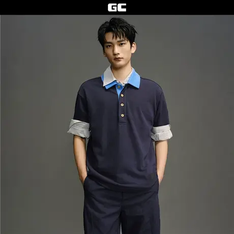 GC2025年新款POLO衫男装重磅卫衣布品牌织标翻领短袖上衣12015004商品大图
