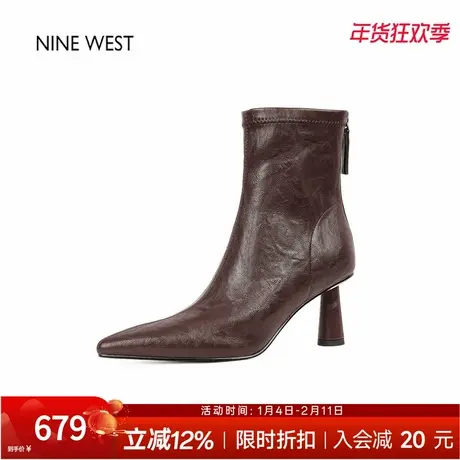 奥莱专供Nine West/玖熙尖头高跟弹力瘦瘦靴切尔西女靴粗跟短靴女商品大图