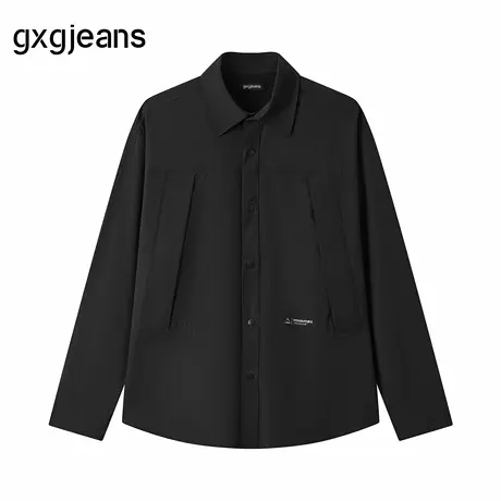 gxg.jeans男装  黑色工装风宽松翻领长袖衬衫外套 25年秋新品商品大图