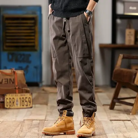 百搭宽松工装裤潮流耐磨梭织字母条灯芯绒时尚潮流百搭工装裤男商品大图