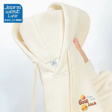 真维斯LIFE连帽卫衣2023新款爆款女华夫格外套韩系慵懒风厚上衣女商品大图