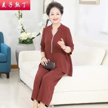 妈妈夏装两件套装裙减龄洋气高贵上衣服阔太太中老年人女装40岁50商品大图