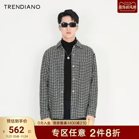 TRENDIANO官方男装冬季新款花式格纹小香风衬衫夹克外套男士商品大图