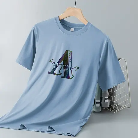 液氨丝光棉短袖t恤男装夏季冰丝凉感半袖速干上衣服抗皱免烫体恤商品大图