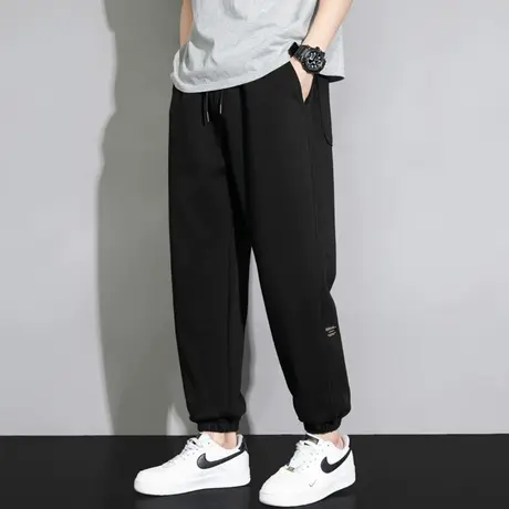 束脚卫裤男夏季新款宽松阔腿运动裤青少年春秋潮牌纯色休闲长裤子商品大图