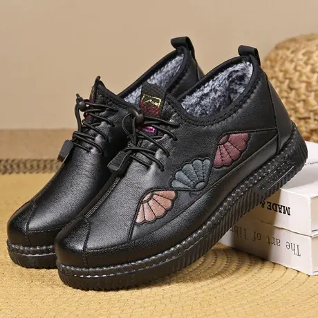 老人鞋女冬季中老年妈妈鞋老北京布鞋女软底防滑加绒保暖奶奶棉鞋商品大图