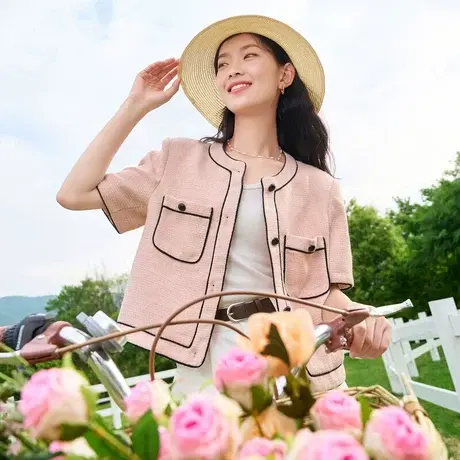 时尚气质洋气减龄小香风短袖外套女士2023年夏季新款百搭休闲外套商品大图