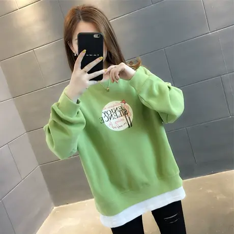 假两件卫衣女2023年新款韩版宽松加绒加厚秋季外套春秋薄款上衣潮商品大图