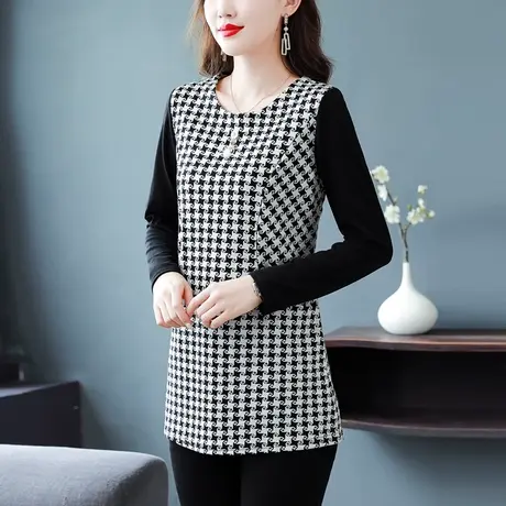 中长款打底衫女秋冬装2023新款加绒保暖修身显瘦遮肚子时尚小衫女商品大图