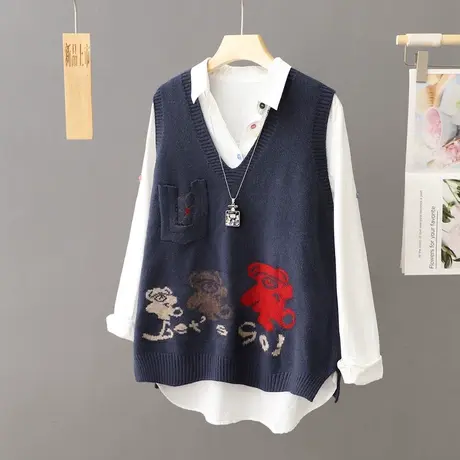 学院风针织马甲女背心2024年春秋季宽松外穿毛衣马夹坎肩无袖上衣商品大图