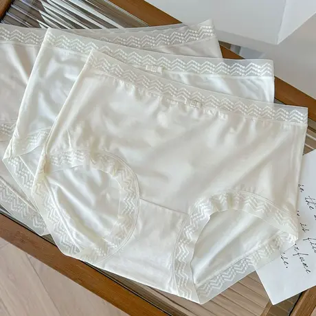 无感舒适~80支天丝内裤女士蕾丝边中高腰柔软包臀打底短裤夏2023商品大图