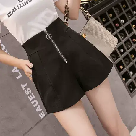 黑色短裤女春季2024年新款高腰显瘦休闲宽松a字西装阔腿外穿靴裤商品大图