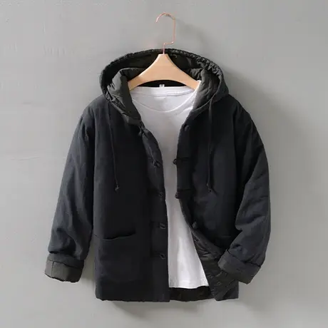 唐装棉服男复古连帽棉衣男士冬季中国风国潮保暖中式棉麻冬装外套图片