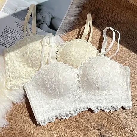 内衣女小胸聚拢显大夏季无钢圈新款蕾丝上托防下垂加厚少女文胸罩商品大图