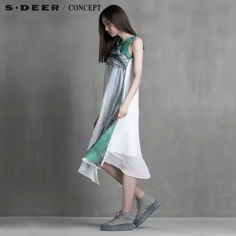 S·DEER＼CONCEPT圣迪奥专柜正品女装夏装压褶搭片连衣裙5281236图片